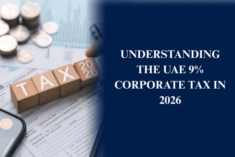 Business professionals reviewing UAE 9% Corporate Tax rates, registration, exemptions, filing deadlines, and compliance requirements for 2026.